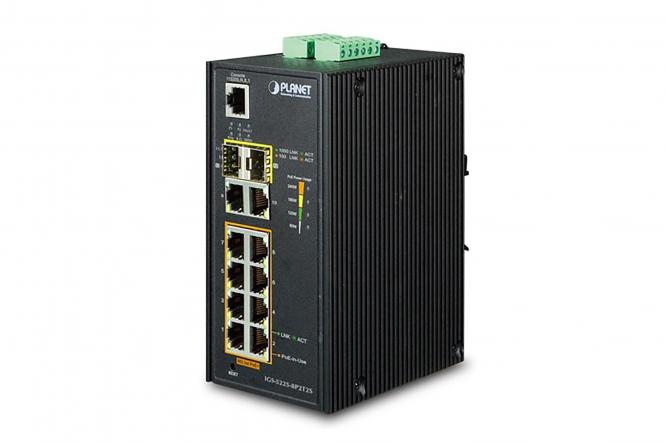 Industrial L2 + 8-Port 10/100/1000T PoE Switch, 2 x SFP / 2 x RJ45 Uplink 