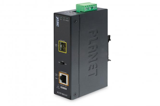 1000Base-SX / LX to 10/100/1000Base-T 802.3at PoE Industrial Media Converter (mini-GBIC, SFP) 