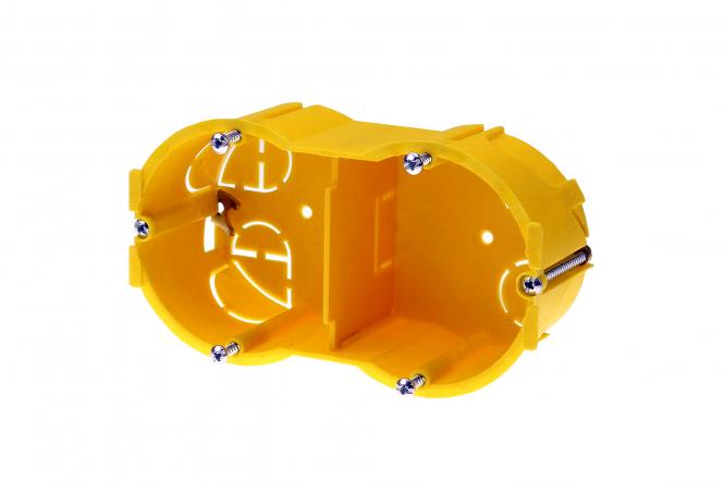Puszka podtynkowa 2x 2M, 121,8x65x40mm, żółty 