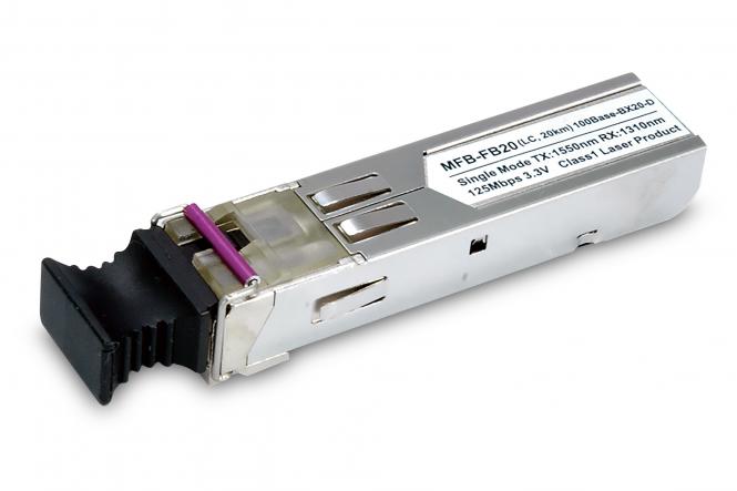SFP-Port 100Base-BX Transceiver (WDM,TX:1550nm, BiDi LC, Single-Mode) -20km 
