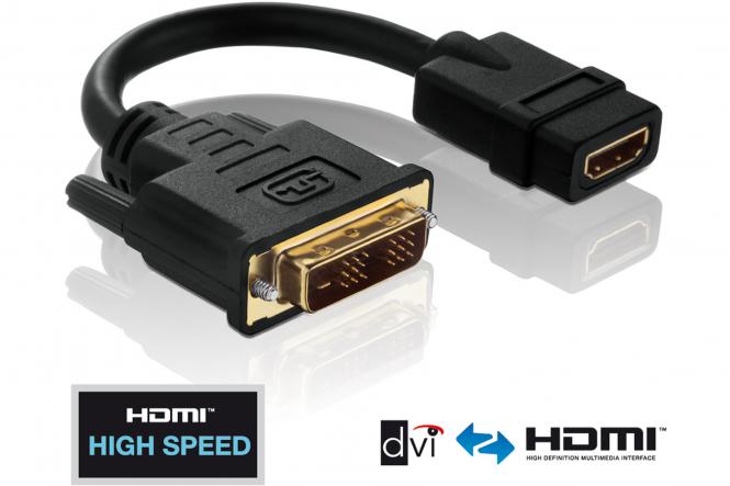 PI065 - High Speed HDMI auf DVI Portsaver Adapter 