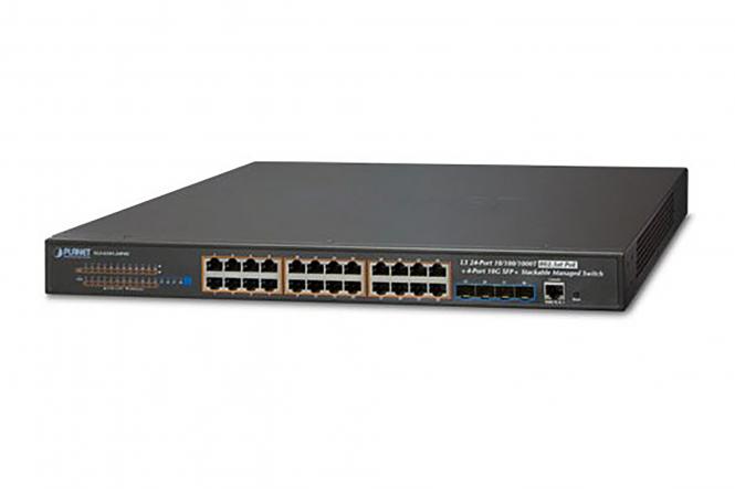 Layer 3 24-Port 10/100/1000T 802.3at PoE + 4-Port 10G SFP+ Stackable Managed Switch 