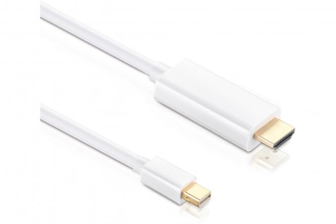 Mini DisplayPort connection cable, mini DP - HDMI, M/M, 1.5m, white 