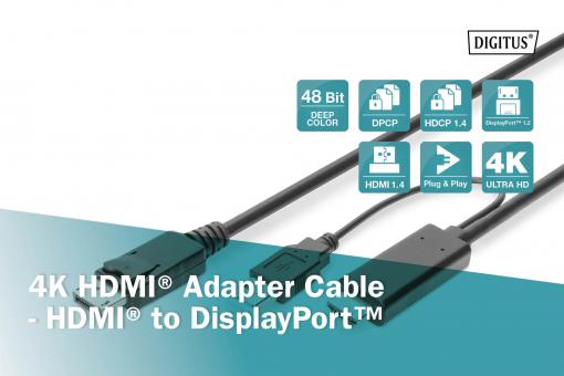 DIGITUS by ASSMANN Shop  4K DisplayPort Adapter Cable, DP - HDMI Type A