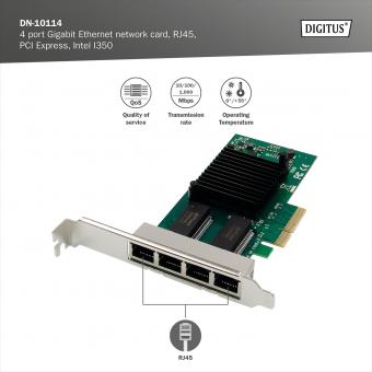 DIGITUS by ASSMANN Shop | 4 port Gigabit Ethernet network card