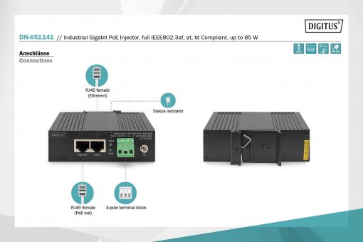 DIGITUS B2B Shop  Gigabit Injecteur PoE, 802.3af