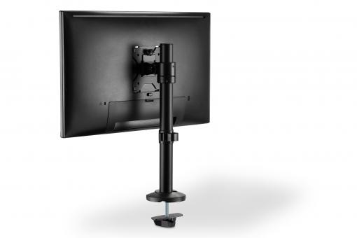 DIGITUS Support d'écran - Pied & vérin à gaz - 1 écran - Jusqu'à 27 pouces  - Jusqu'à 1x 6.5 kg - VESA 75 & 100 - Noir