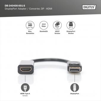 Adaptateur Displayport/HDMI DIGITUS Adaptateur DisplayPort male