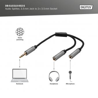 DIGITUS B2B Shop  Câble adaptateur audio, prise jack 3,5 mm vers RCA