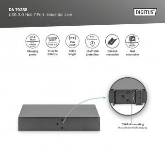 DIGITUS DA-70248  Digitus Hub USB 3.0, 7 ports, commutable