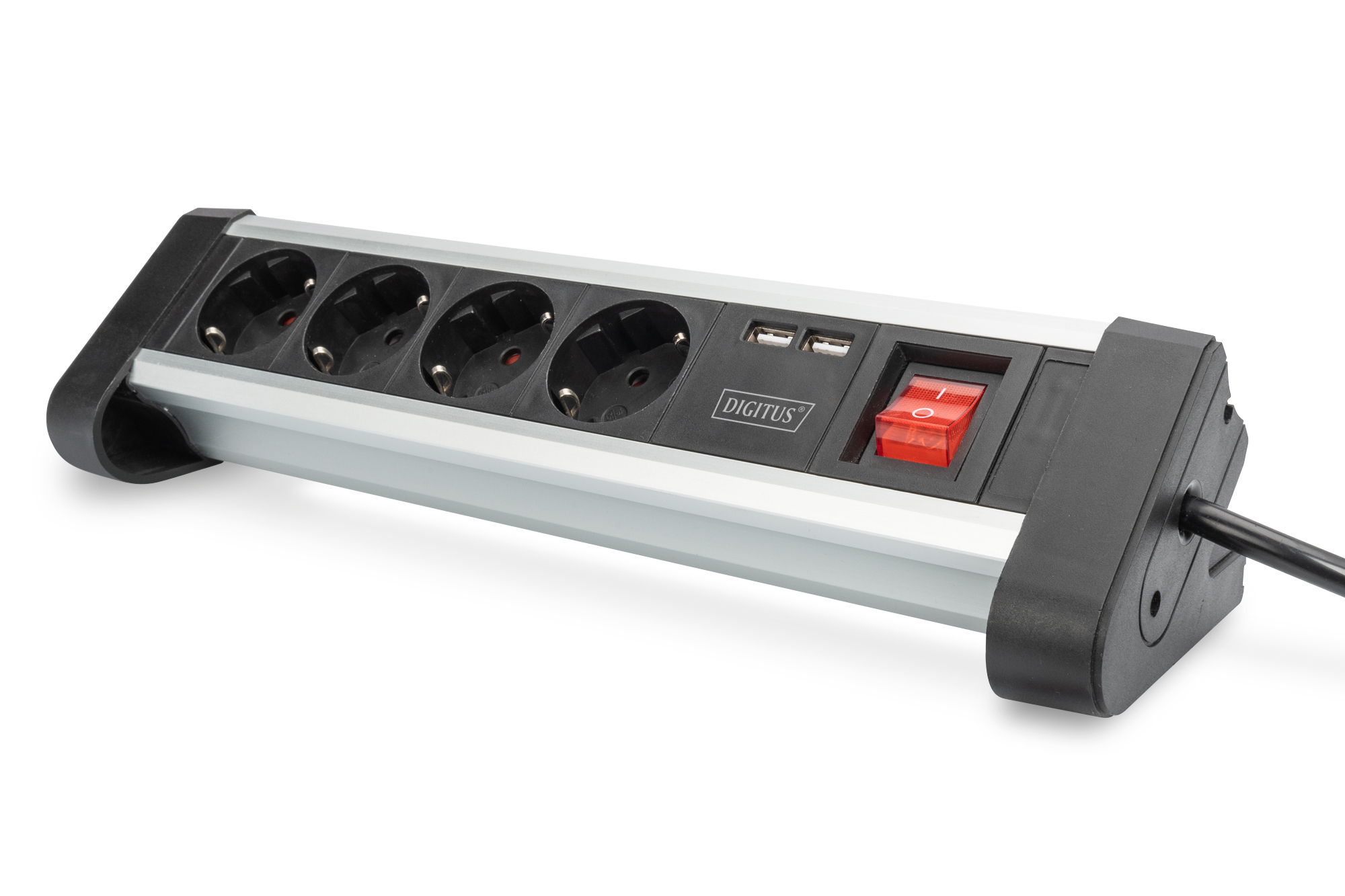 Regleta de alimentación de montaje en pared con 4 tomas, regleta de  alimentación montable con 2 puertos USB, montaje debajo del escritorio de 4