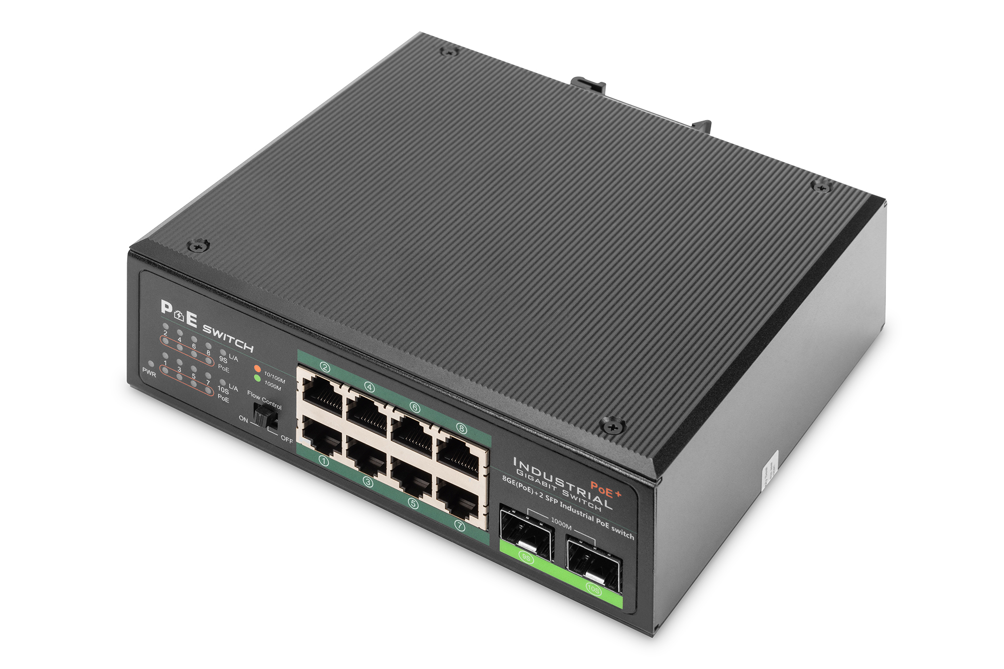Industrial Gigabit Ethernet Switch Unmanaged PoE 8 Ports + 2
