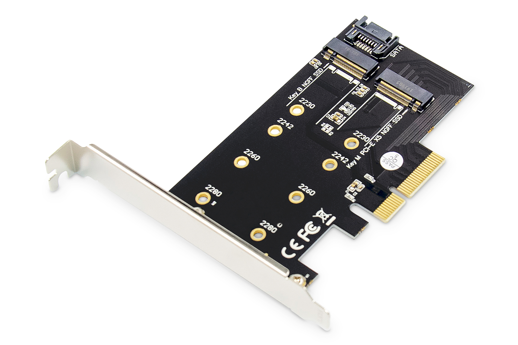 SSD M.2 carte PCIe , Dual M2 NVME (M Key) and SATA (B Key) PCI-e 3.0 x 4  Host Controller Expansion Card Adapter Reader, Support NGFF 22x110,22x80,  22x60, 22x42 with Low Profile