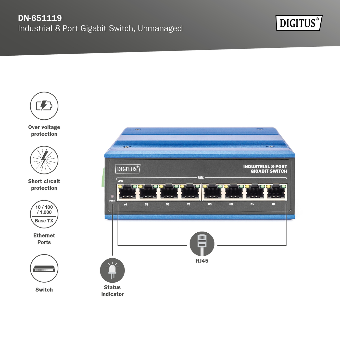 Digitus By Assmann Shop Port Gigabit Ethernet Netzwerk Switch Industrial Unmanaged